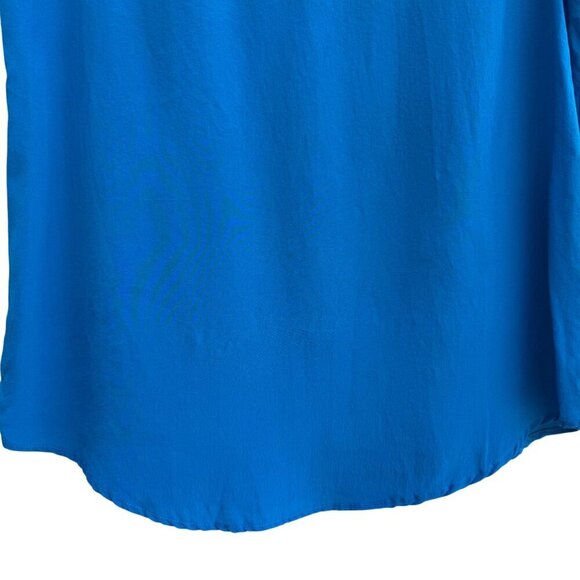 Angela Tong Womens 100% Silk Sleeveless Lightweight Minimalist Blue Blouse Top 4 - Picture 3 of 8